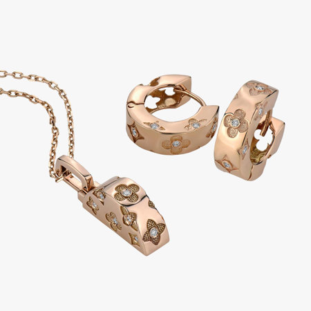 Rose Gold Floral Jewelry Half Set